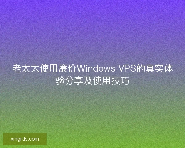 老太太使用廉价Windows VPS的真实体验分享及使用技巧