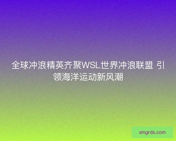 全球冲浪精英齐聚WSL世界冲浪联盟 引领海洋运动新风潮